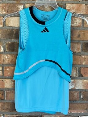 Adidas HEAT.RDY Women’s Tennis Tank Top XS Lucid Cyan Mesh Performance NWT